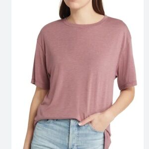 Treasure & Bond Oversize Split Hem T-Shirt in Brown Rose